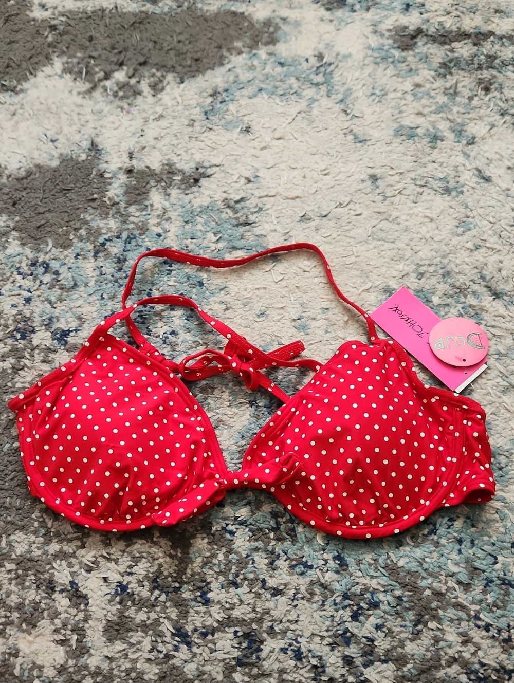 NWT Betsey Johnson Red And White Polka Dot Bikini Top